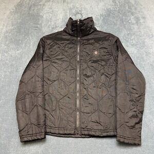 Ever Blue Puffer Jacket Mens Small Black Quilted Long Sleeve Full Zip Outdoor